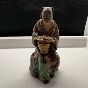 Antique Mudmen Chinese Shiwan Figure Holding Pot 1890-1910